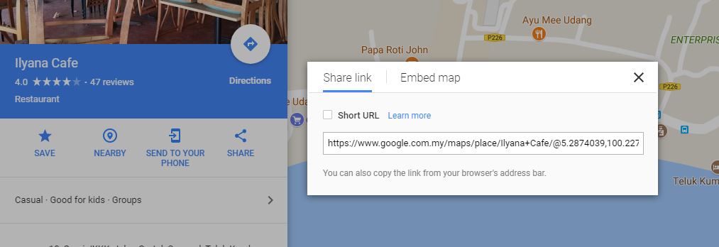 google maps insert, kongsi google maps dalam entry blog, google maps