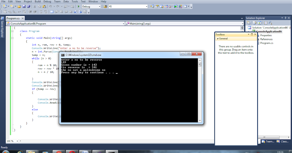 all dotnet programs: palindrome number or not program in c# using while ...