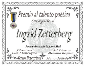 Obtuve el Premio al talento poético en el foro "Versos Peregrinos"