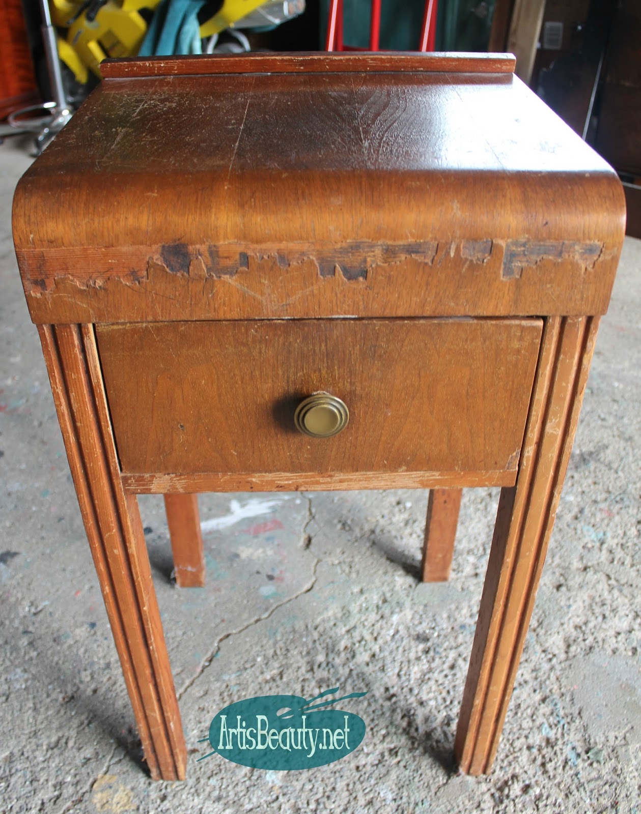 ART IS BEAUTY DIY Glitz and Glam nightstand Makeover themed furniture makeover