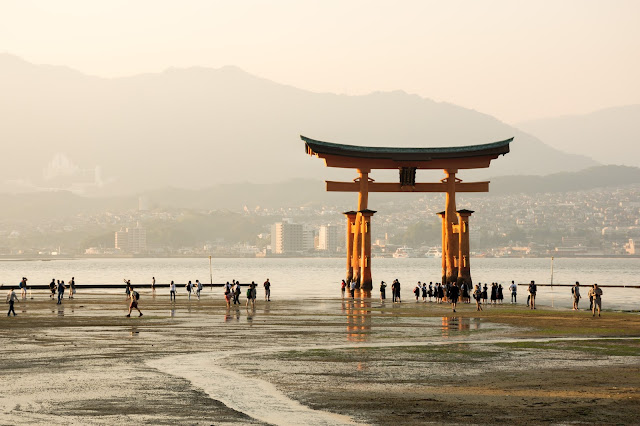 Japonsko, cestování, Hirošima, Japan, Hiroshima, Miayjima, vodní brána, brána na vodě, Torii, 