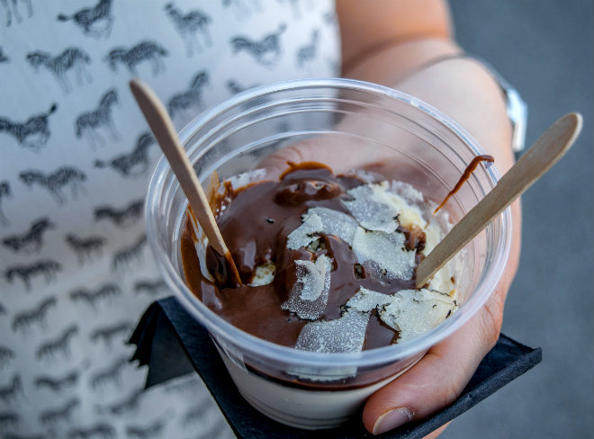 Food porn - a report from the Street food market, Graz by Laka kuharica: panna cotta with Istrian truffles.
