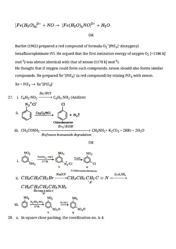 Chemistry class 12 question paper with answer 2021 
