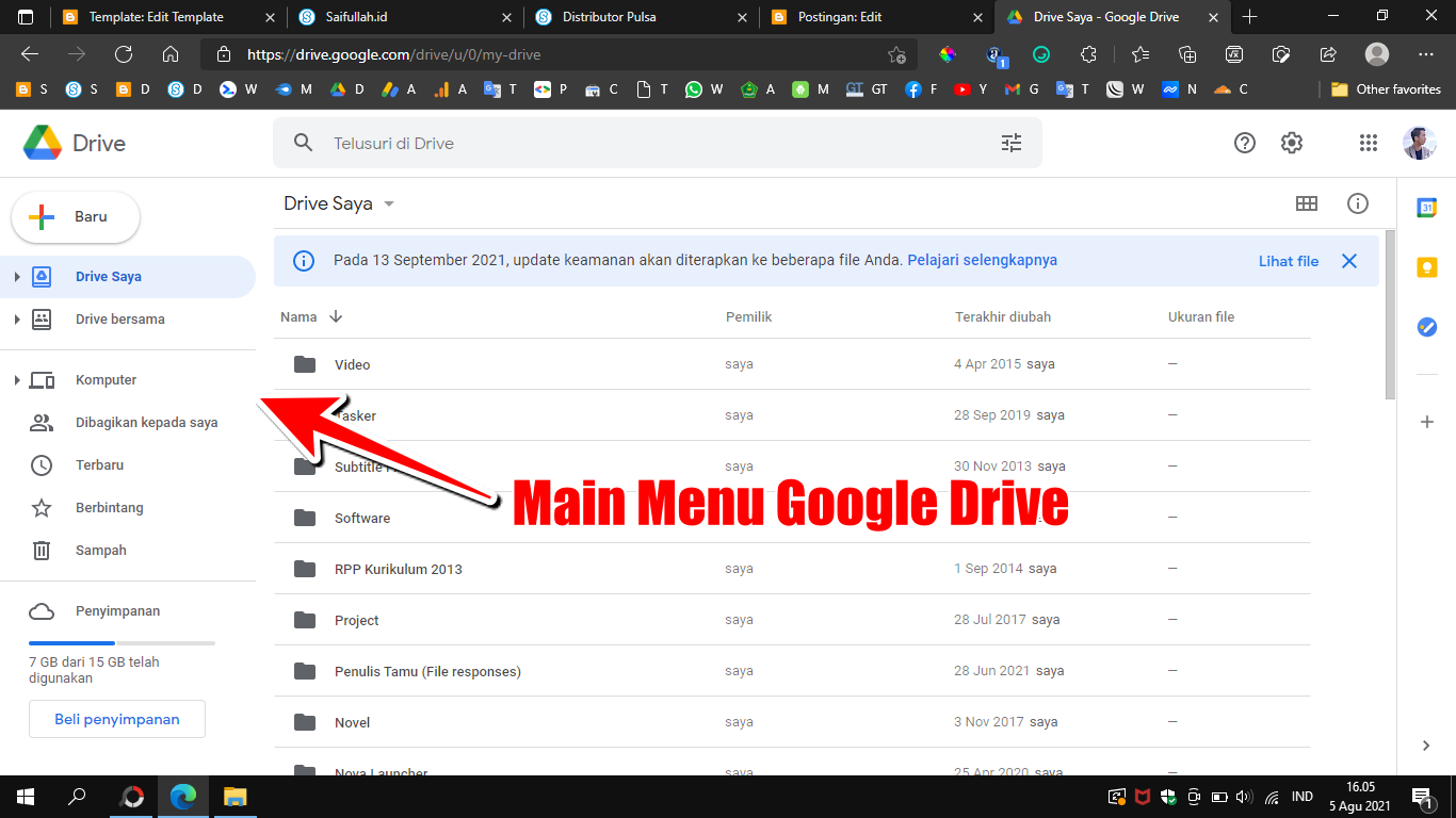 Tampilan Google Drive