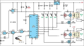 Push Button Relay Selector Circuit - Electronic Circuit latching 8 pin relay wiring diagram 