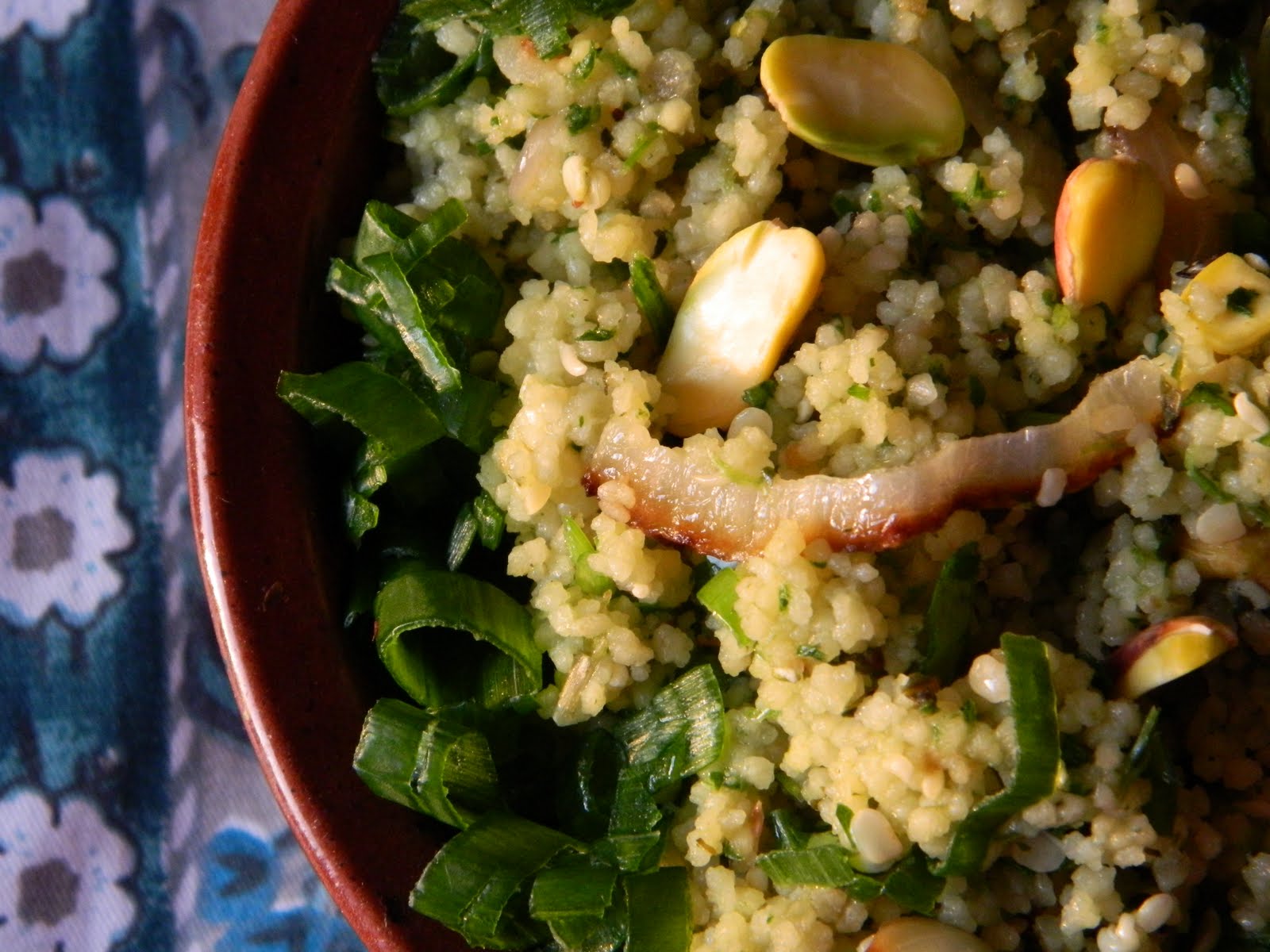 Lemon Love Notes Green Couscous with Hemp Seeds & Raw Garlic