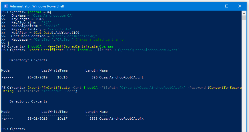 OWIN WebAPI with Self Signed HTTPS ~ Ocean Airdrop