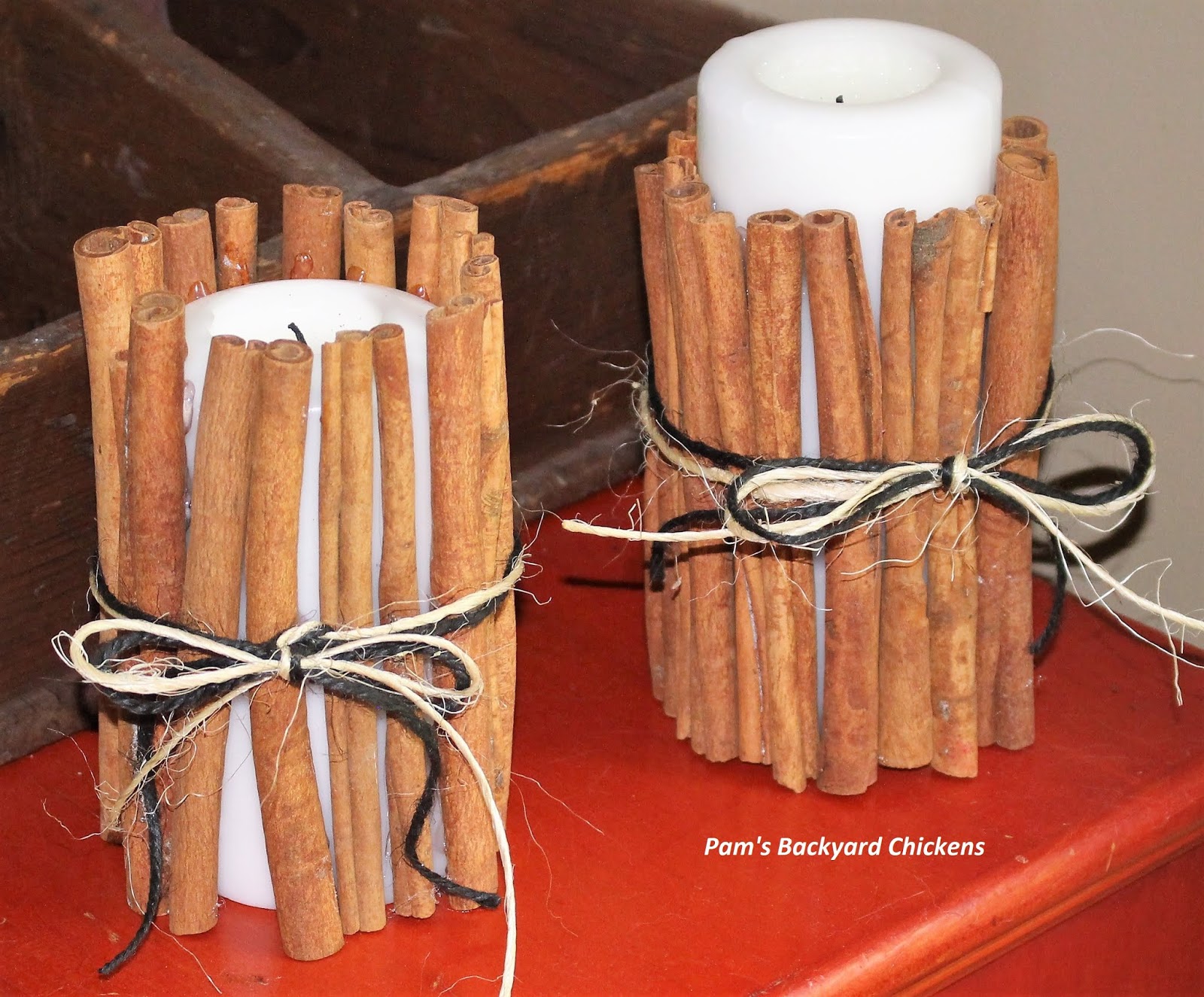 Pam's Backyard Chickens DIY Cinnamon Stick Candles