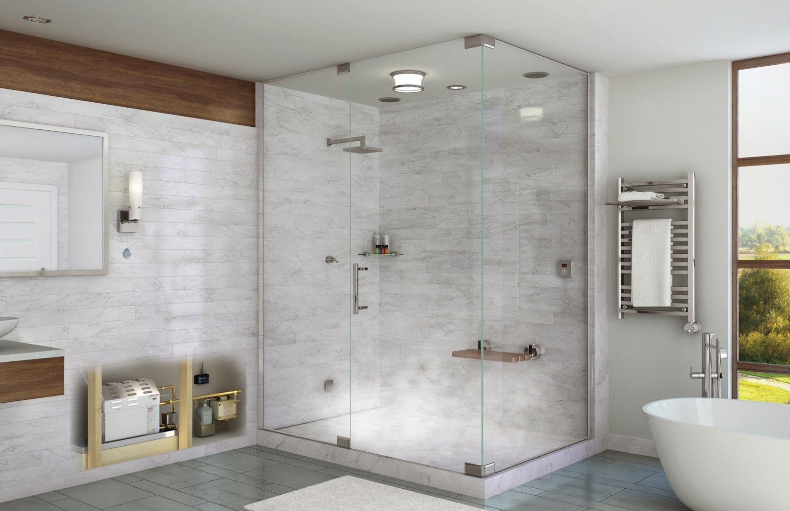 Steam Shower CUSTOM CUT GLASS NEW YORK