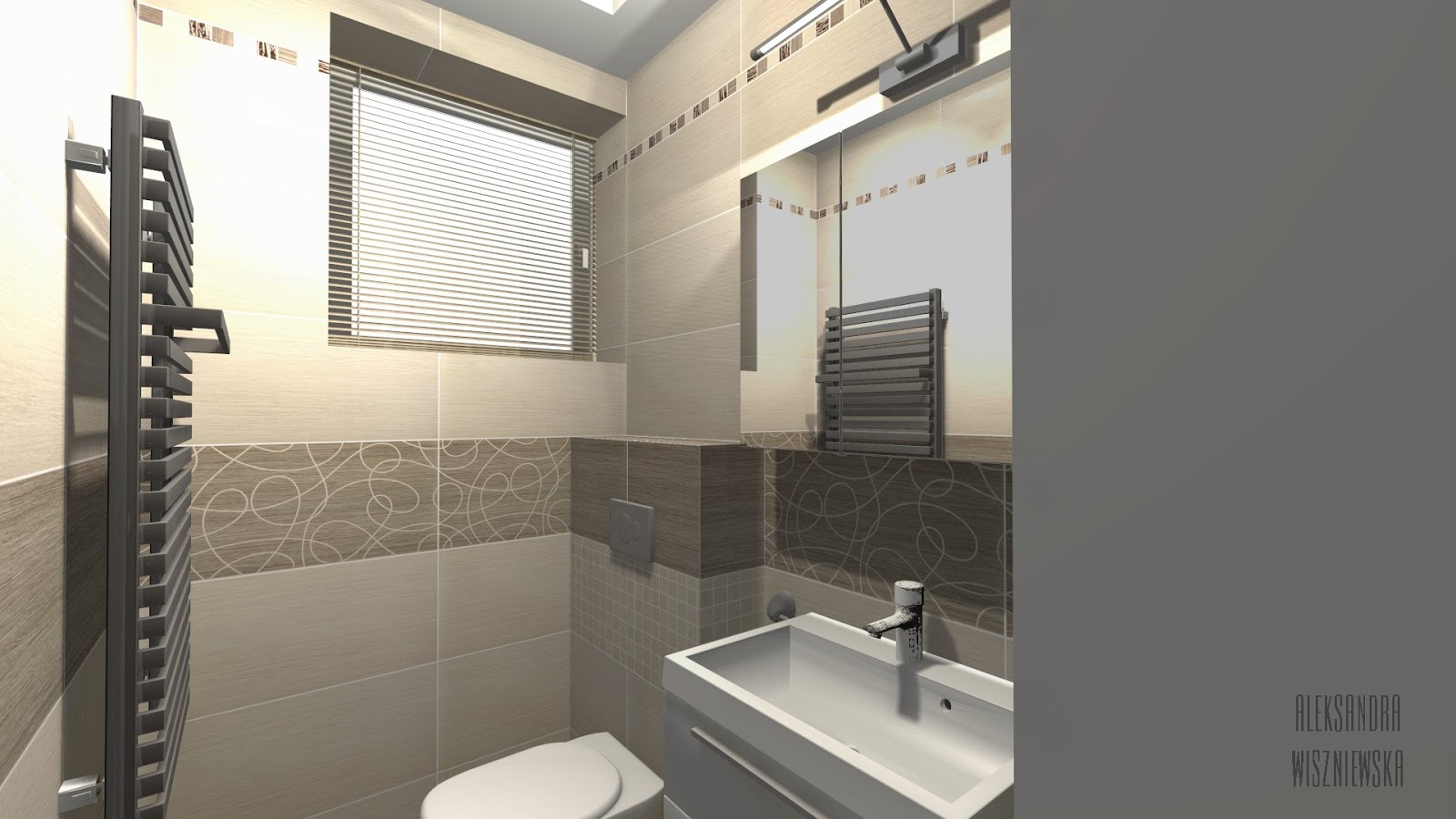 Projekty łazienek, wizualizacje: Tubądzin Biloba - TOALETA