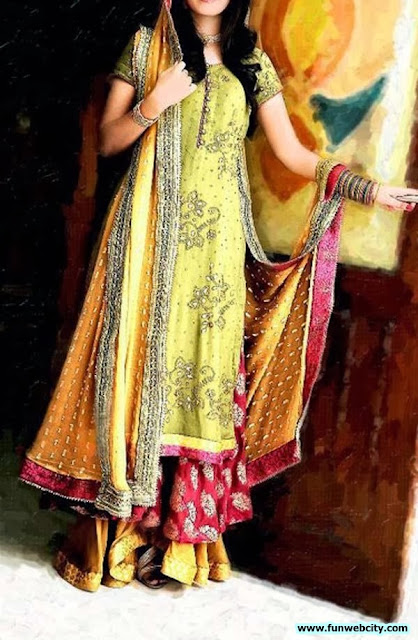 New Pakistani Indian Mehndi Dresses 2012 2013
