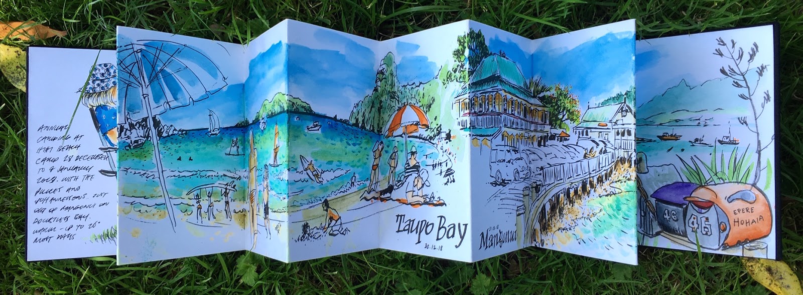 Urban Sketchers Aotearoa Capturing summer in a concertina sketchbook