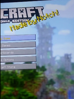 Minecraft: Made by Notch! Minecraft title splash screen Made by Notch Pocket Edition yellow text