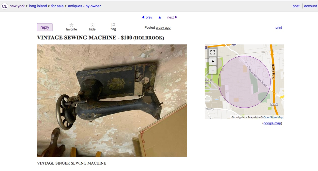 male pattern boldness Sewing Machines on Craigslist The Good, The Bad