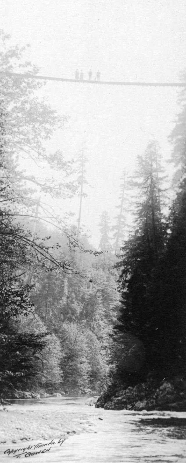 These vintage photographs capture people crossing the famous Capilano Suspension Bridge in Vancouver  1890 1910 - 67