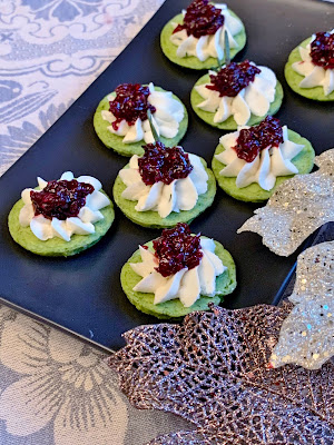 Green Pea Pancakes with Cheese and Spicy Cranberry Five-Spice Relish