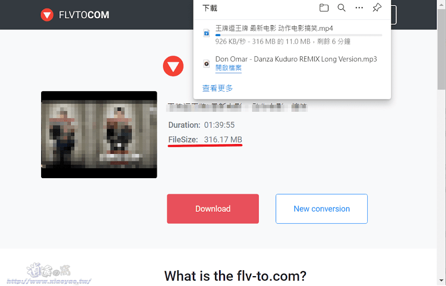 FlVTOCOM 網頁下載器，儲存 YouTube 影片和音訊
