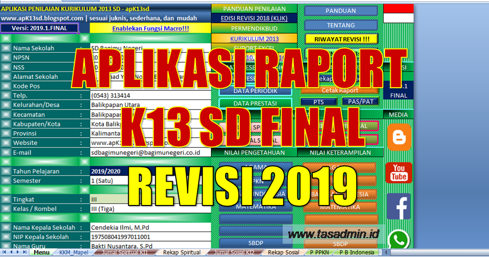 APLIKASI RAPORT K13 SD TAHUN 2019 REVISI FINAL tasADMIN