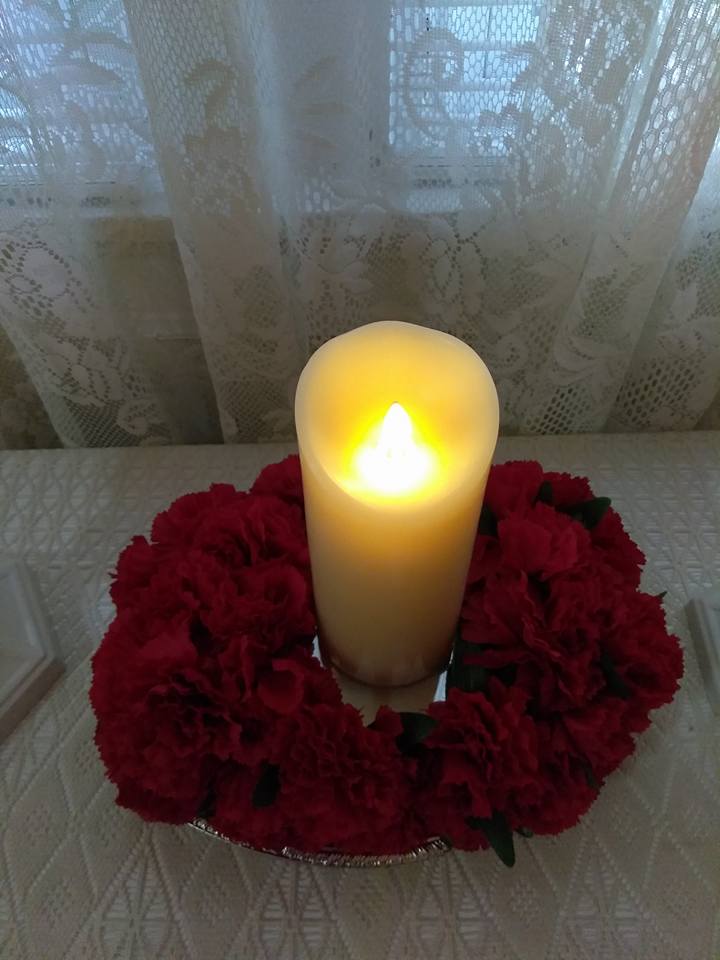 Walk in Creativity Red Carnation Centerpiece