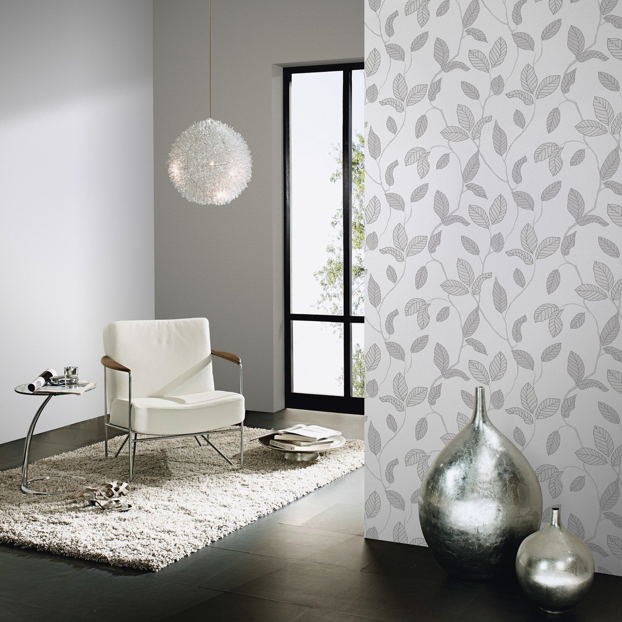 Silver Leaf Wallpaper Classic House