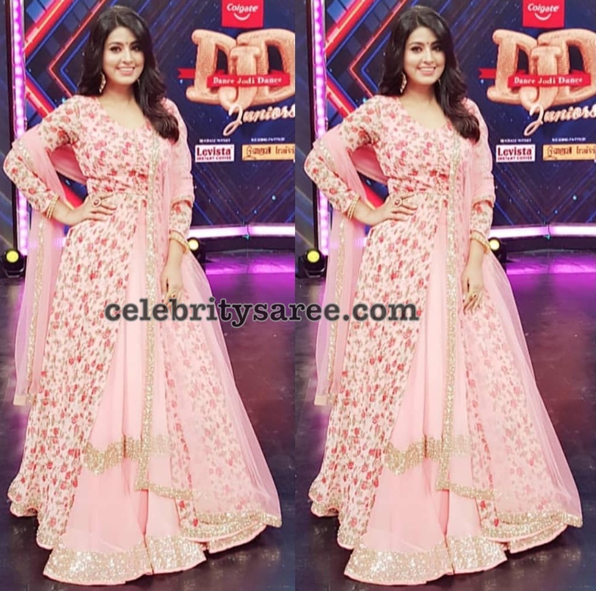 peach colour long frocks