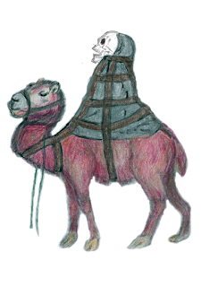 Red camel with skeleton drawing by Annake