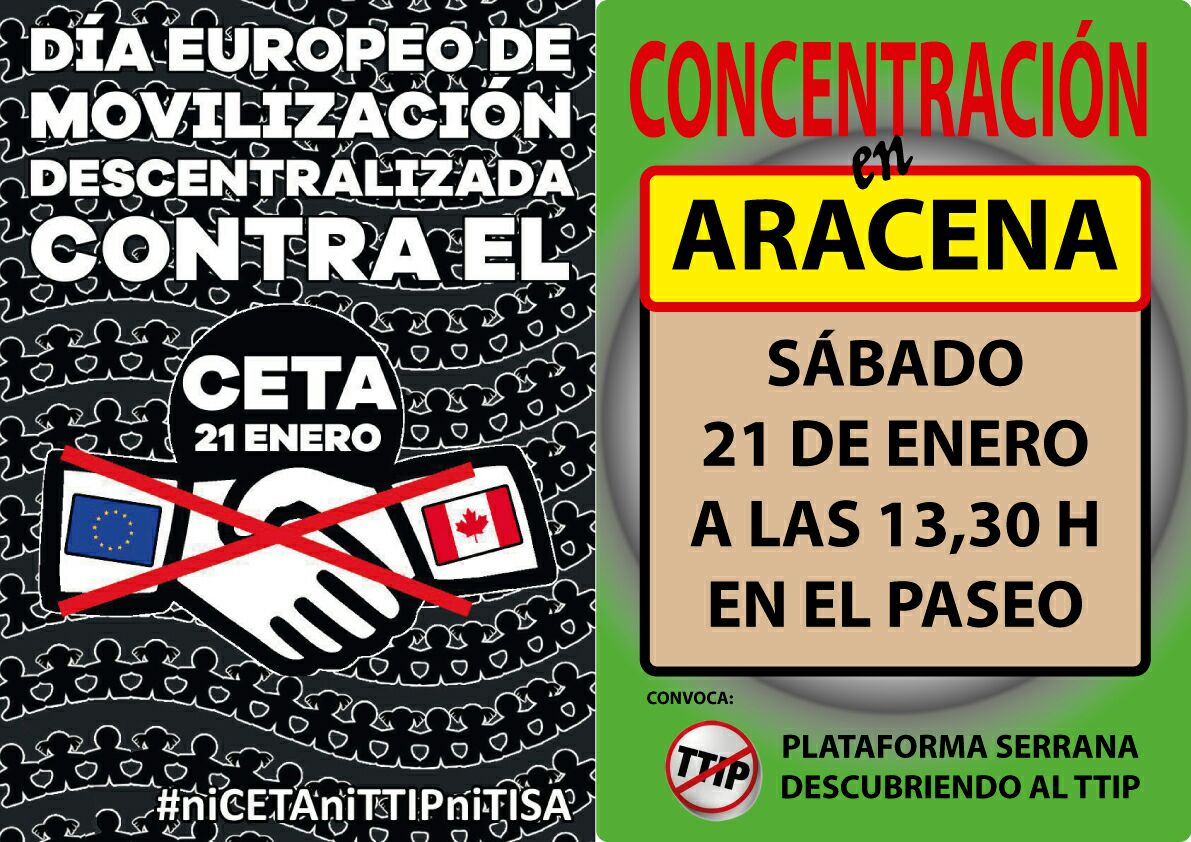 HUELVA 21E: ACCIONES CONTRA RATIFICACIÓN DEL CETA POR LA UE