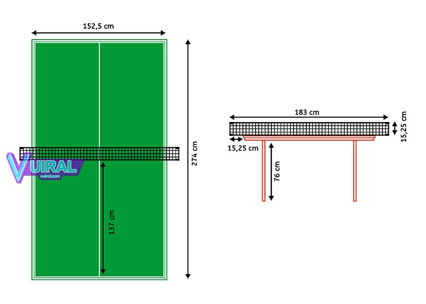 Gambar Dan Ukuran Lapangan Tenis Meja Pingpong Beserta Keterangannya Vuiral