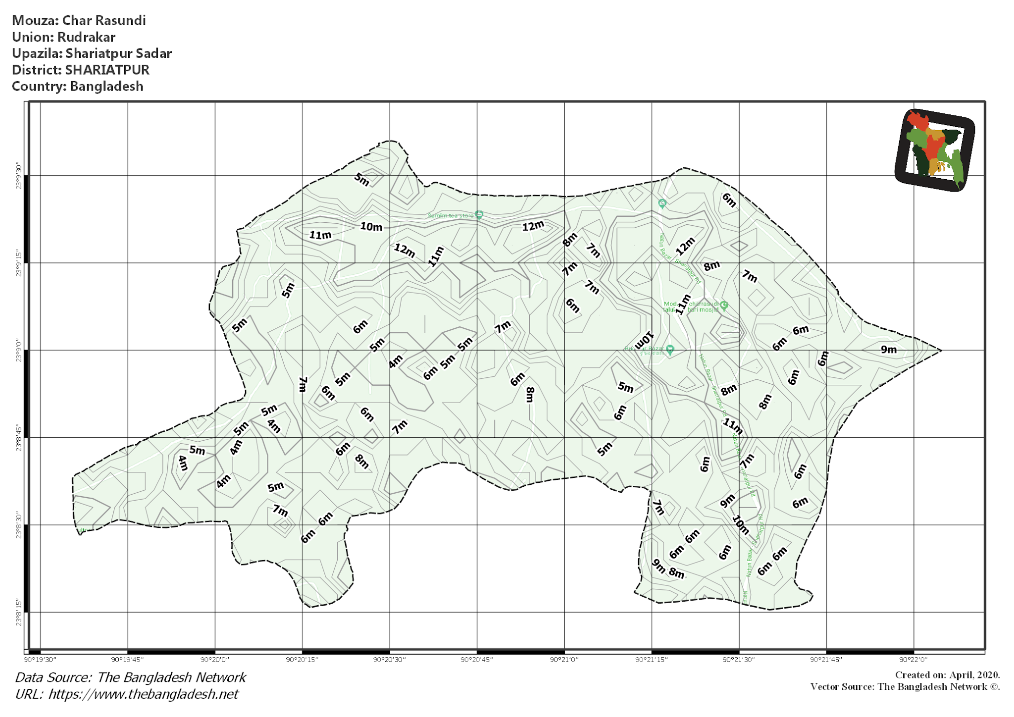 Map of Char Rasundi Mouza of Shariatpur Sadar Upazila, SHARIATPUR Map of Char Rasundi Mouza of Shariatpur Sadar Upazila, SHARIATPUR, Bangladesh.