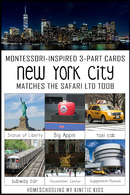Learn about the Big Apple as you explore and play with Safari Ltd New York City (NYC) toob.  Free printable matching cards for the toob.