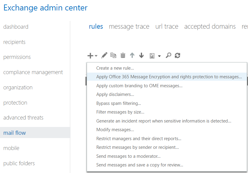Protecting Exchange Online email with mail flow rules (Office 365