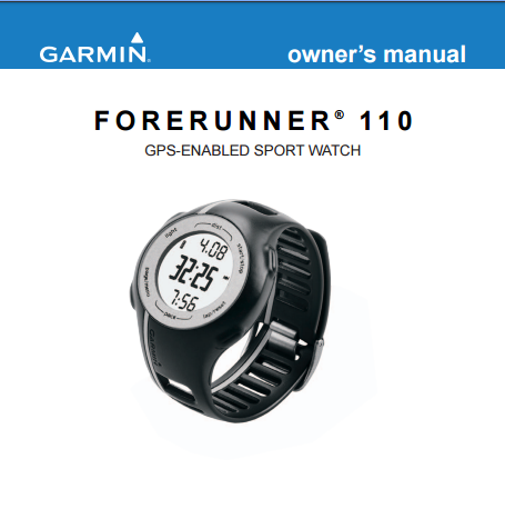 Garmin Forerunner 110 Manual - Garmin Manual User Guide
