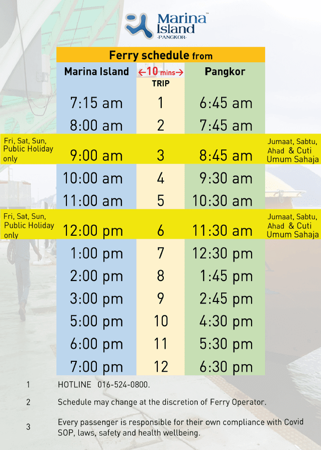 Jadual feri pangkor 2021