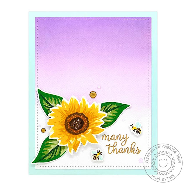 Sunny Studio Stamps: Sunflower Fields Frilly Frames Dies Thank You Card by Anja Bytyqi Sunny Studio Stamps: Sunflower Fields Frilly Frames Dies Thank You Card by Anja Bytyqi