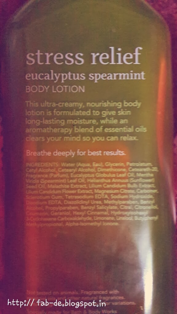 Bath & Body Works Stress Relief Eucalyptus Spearmint Body Lotion Review ...