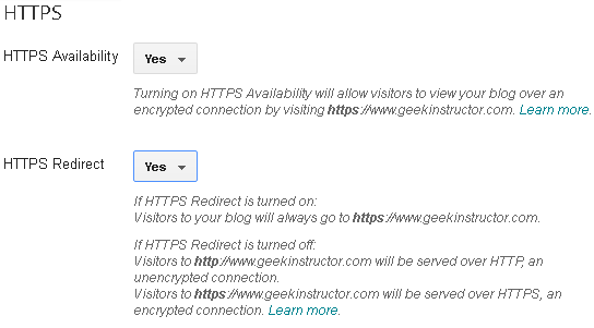 Enable 301 HTTPS redirect