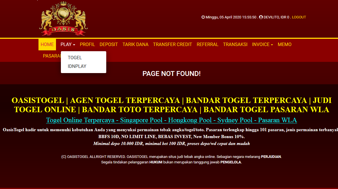 09 Oasistogel Bandartogel Terpercaya 1 April 2020