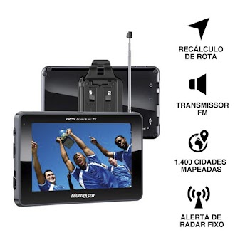 GPS Multilaser TV Digital 4.3 Polegadas Touchscreen Brasil
