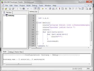  Bagi di sekolah atau di kampusnya diberikan kiprah untuk menciptakan segitiga bintang dengan C Membuat Segitiga Bintang Dengan C++