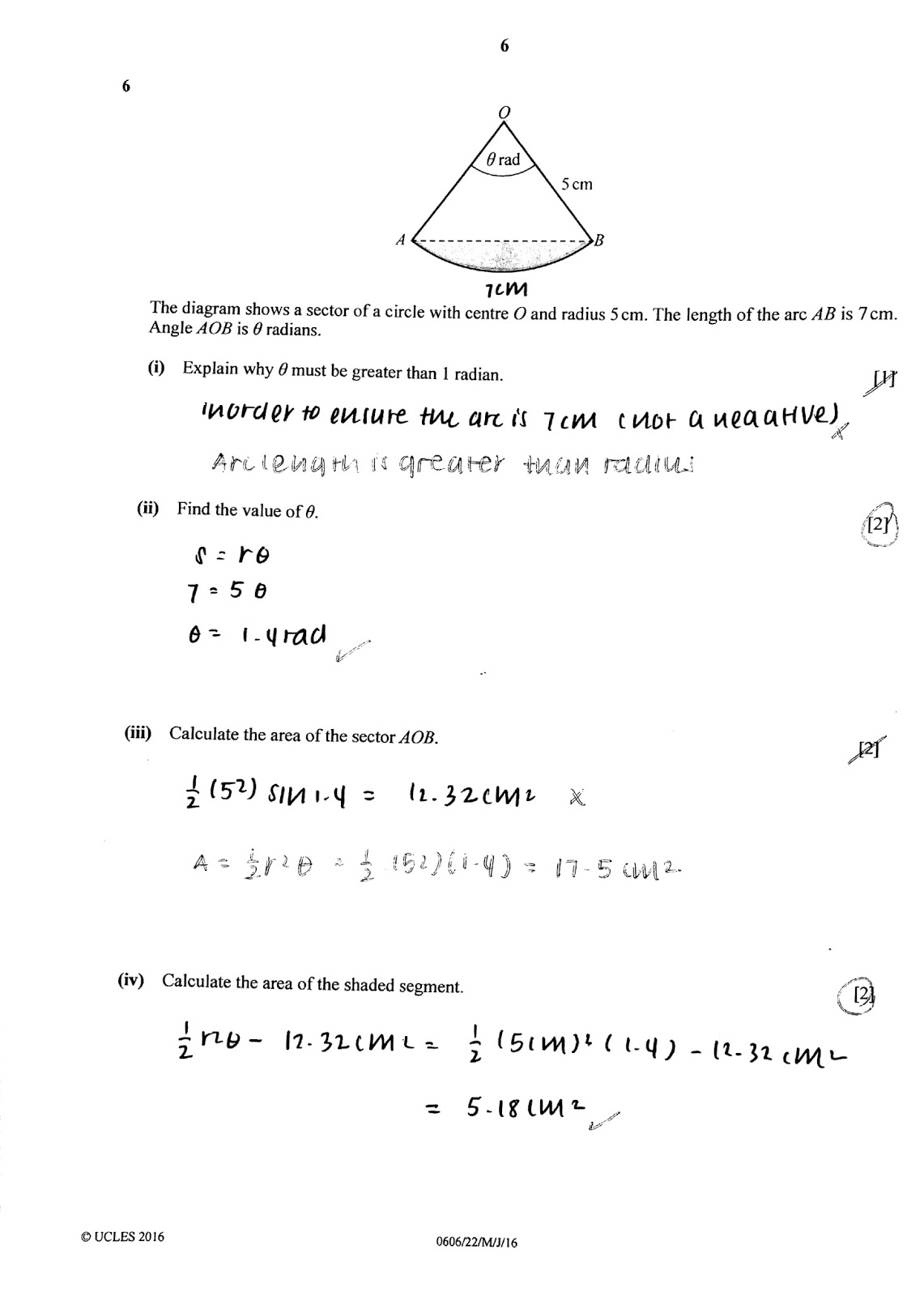 IGCSE Add Maths Working Answers [0606/22] Paper 2 2016 (May/June) Mr