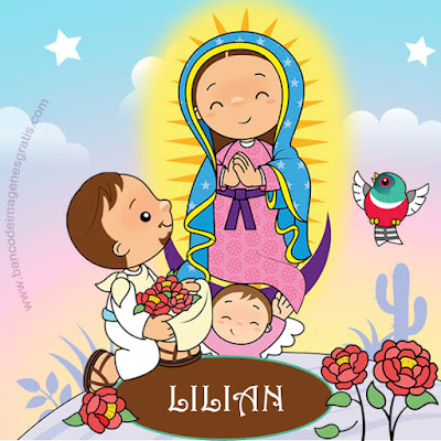 Banco de Imágenes Gratis: Virgen de Guadalupe 140 nombres de niñas,  mujeres, niños y hombres en hermosa ilustración con San Juan Diego y rosas  rojas