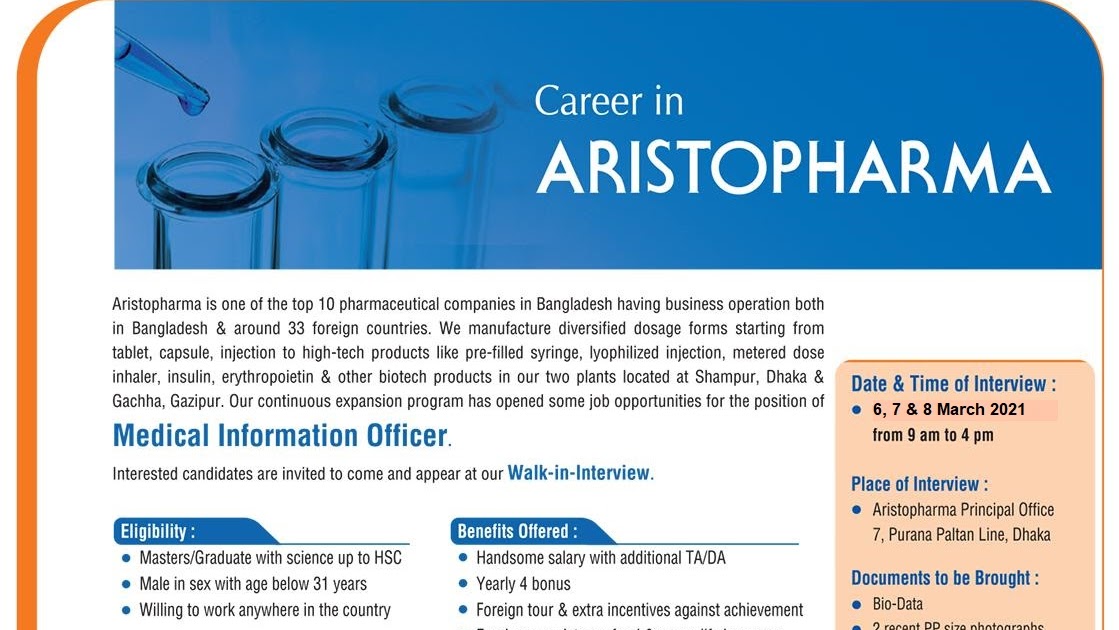 Aristo Pharma Job Circular