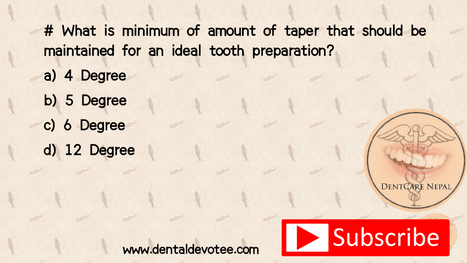 Dentosphere World of Dentistry Minimum amount of Taper