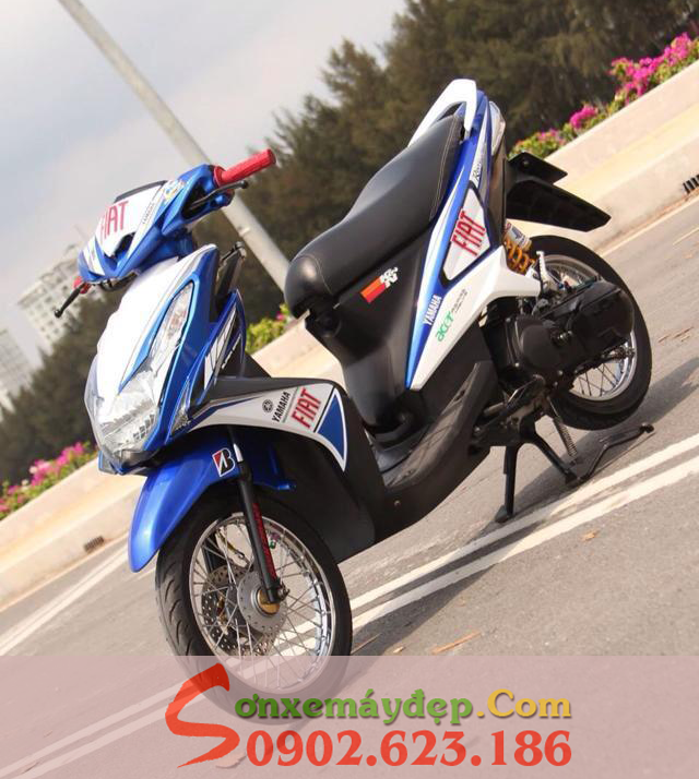 Sơn xe Yamaha Luvias màu trắng xanh GP - Sơn Xe Sài Gòn