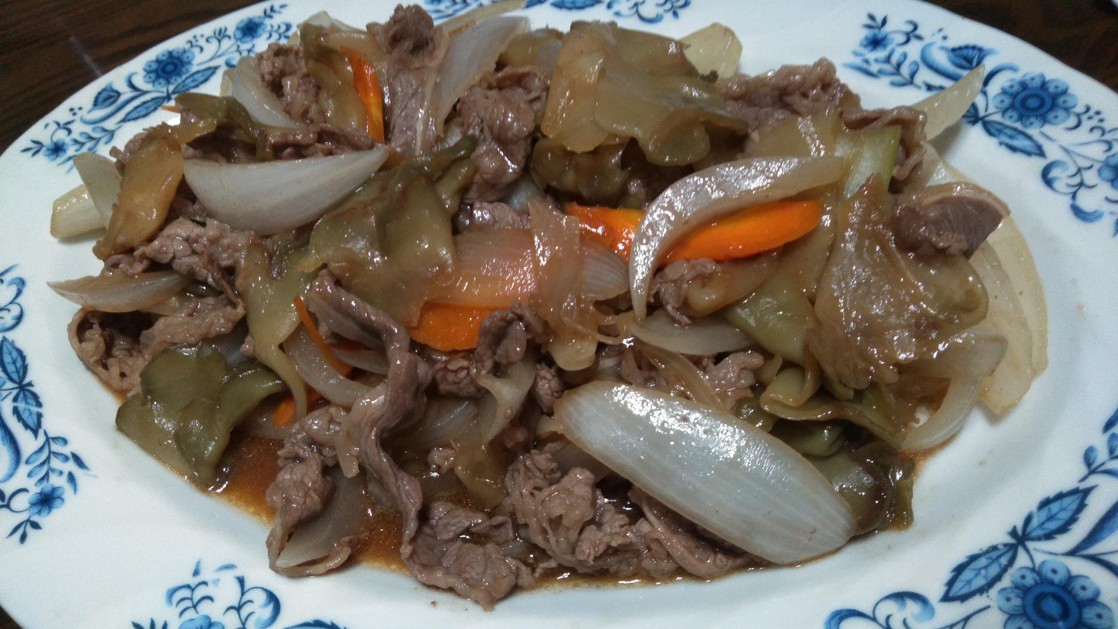 らくがきマイレシピ 簡単 節約料理 牛肉ザーサイ炒め