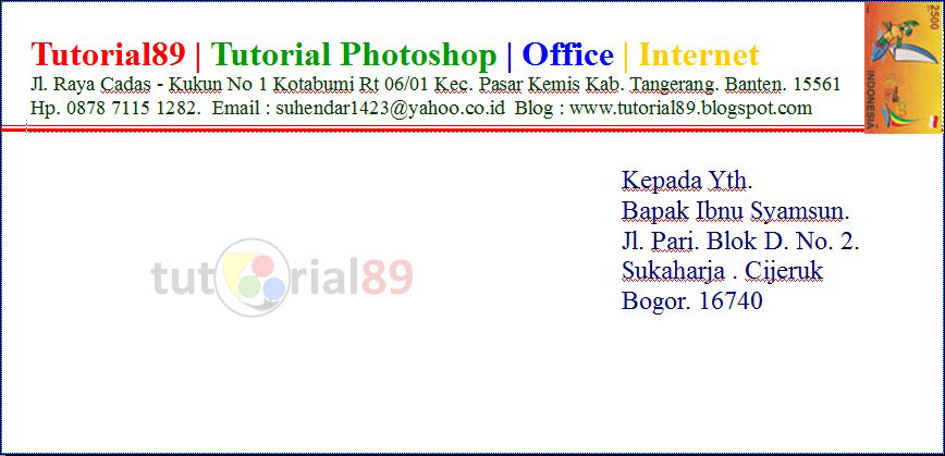 Cara print kop surat dan alamat surat di amplop  Tutorial89