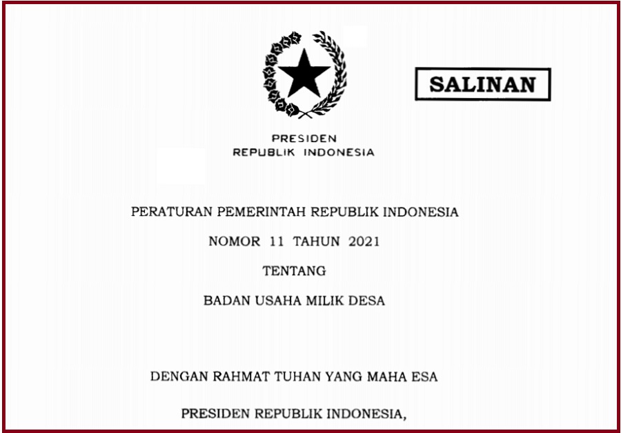 Pp Nomor 11 Tahun 2021 Tentang Badan Usaha Milik Desa Info Desa