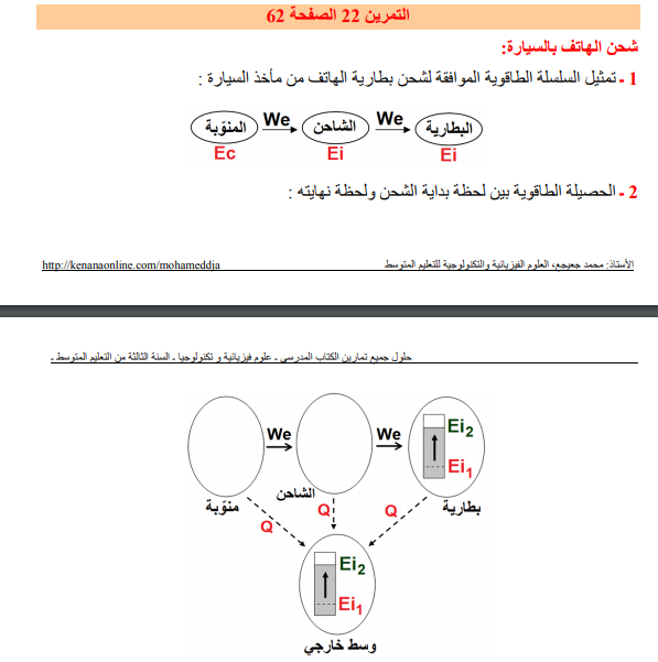 حل تمرين 22 صفحة 62 الفيزياء للسنة الثالثة متوسط - الجيل الثاني