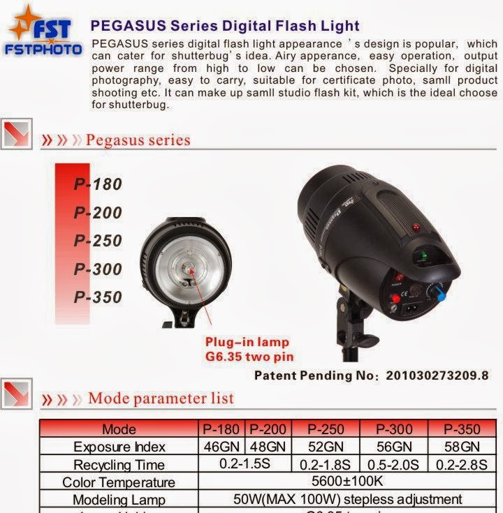 Studio Flash Lights / Strobe Data and Description Studio Strobes