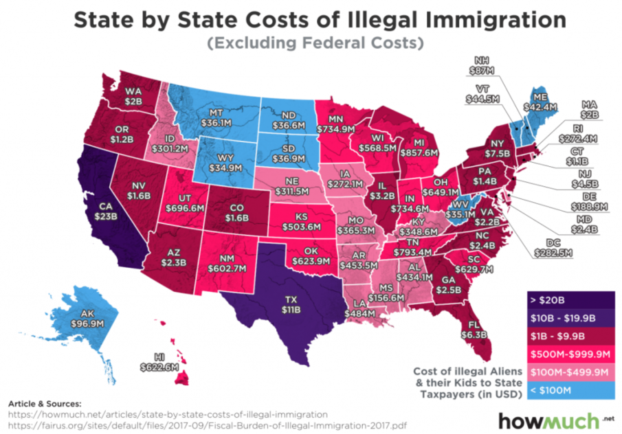 90 Miles From Tyranny This Map Shows The True Cost of Illegal Alien